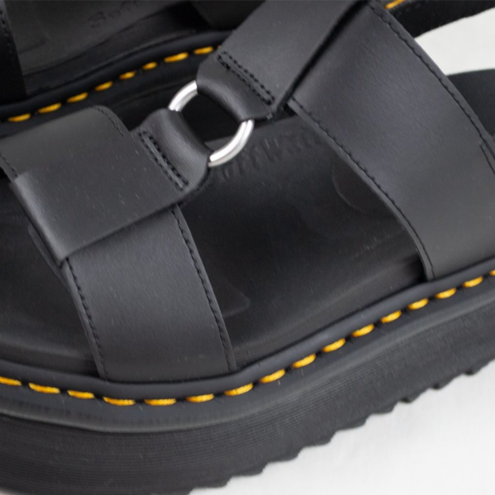 Dr. Martens Francis Black Leather Strap Platform Sandal - Picture 10 of 12